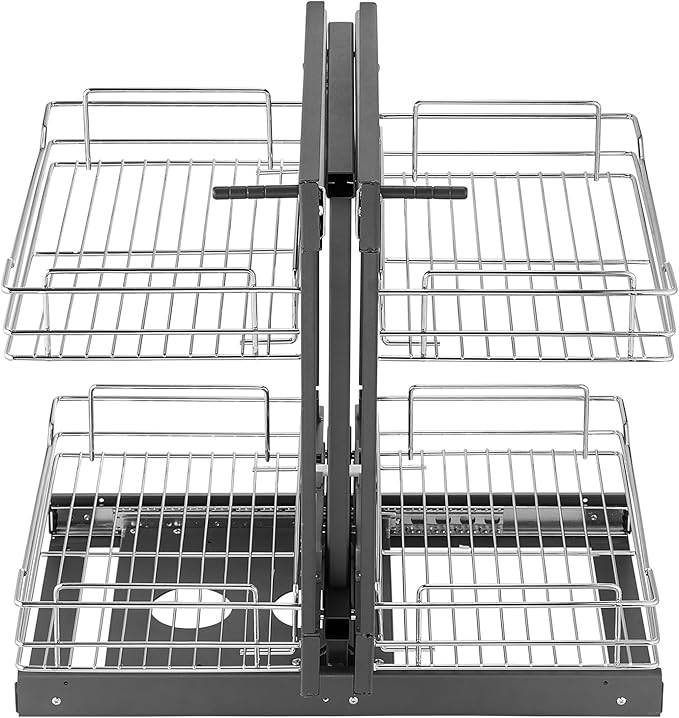 VEVOR Min 15" W Opening Blind Corner Pull Out Organizer, 2 Tier 4 Shelf Kitchen Cabinet Organizer, Chrome Carbon Steel Storage Basket, Slide Out Storage Organizer, Left & Right Open Compatible