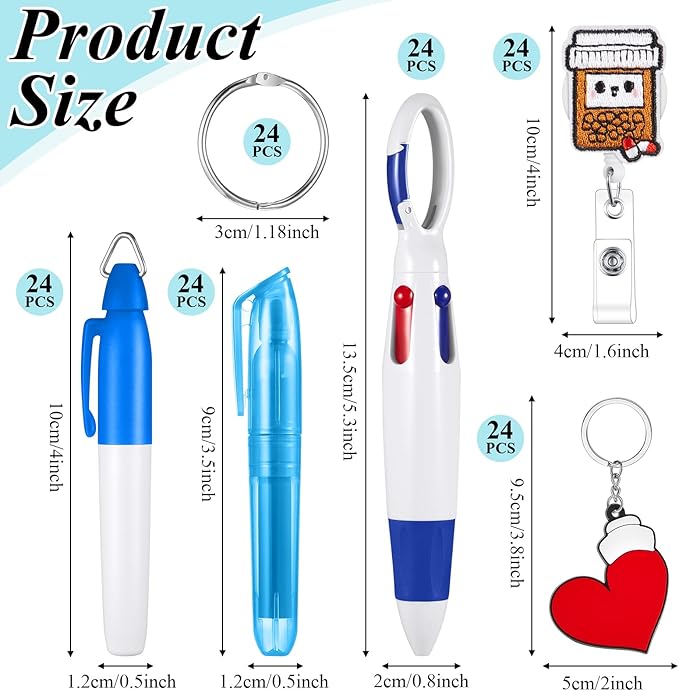 Henoyso 144 Pcs Nurse Badge Reel Pens Mini Highlighter Pens Bulk Nursing Week Appreciation Gifts Badge Accessories Retractable for Cna Medical Assistant Christmas Women (Classic)