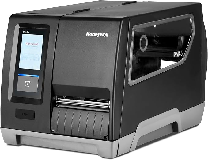 Honeywell PM45A Industrial Thermal Transfer Label Printer, 300 DPI, Full Touch Display, Ethernet Connectivity, Fixed Hanger, US Power Cord, Model PM45A10000000301