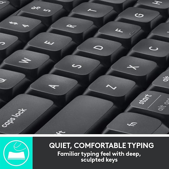 Logitech MK850 Performance Wireless Keyboard and Mouse Combo for Windows, macOS & ChromeOS, Bluetooth & 2.4 GHz USB Receiver, Full-Size Ergonomic Keyboard, Multi-Device, Cushioned Palm Rest – Graphite