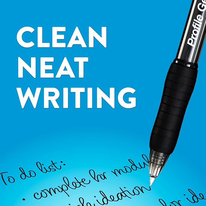 Paper Mate Gel Pen Profile Retractable Pen 0.7mm Black,12 Count (Pack of 12)