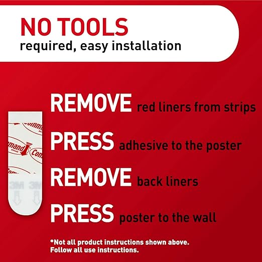 Command Poster Strips,256 Strips Damage-Free Hanging Poster Hangers,No Tools Wall Hanging-Strips for Christmas Decorations,White Adhesive-Strips,(Pack of 4)