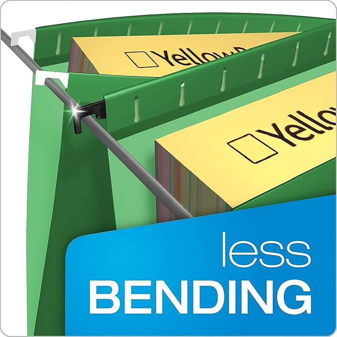 Pendaflex SureHook Reinforced Hanging Folders, Letter Size, Bright Green, 1/5 Cut, 20/BX (6152 1/5 BGR)