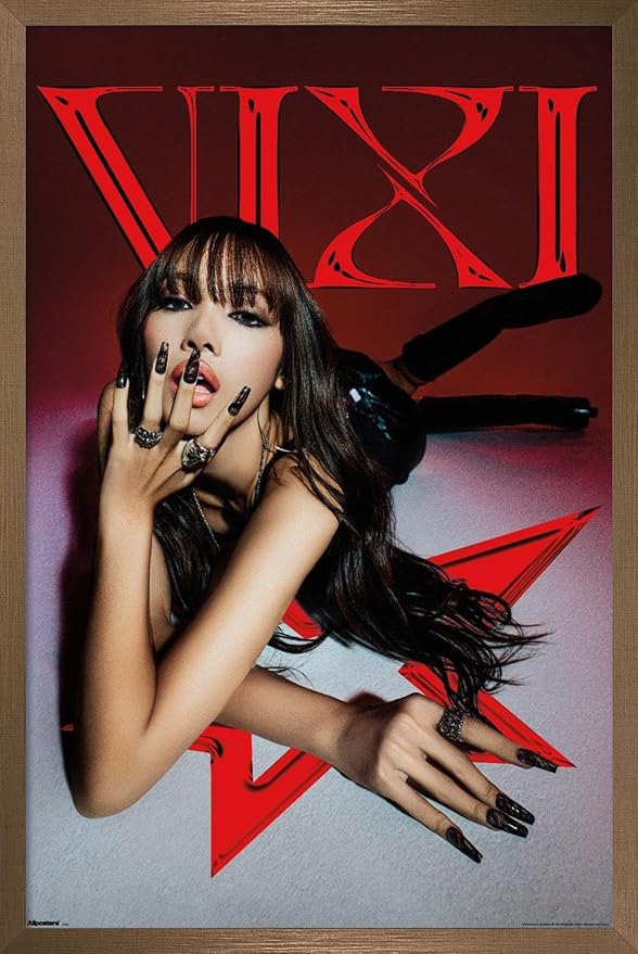LISA - VIXI Red Star Wall Poster, 22.4L" x 14.7W", Bronze Framed Version