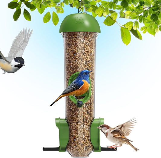 LONA Bird Feeders for Outdoors, Tube Feeder Weatherproof with Multiple Hanging Methods, Wild Bird Feeding Silo for Outside, 3 Port
