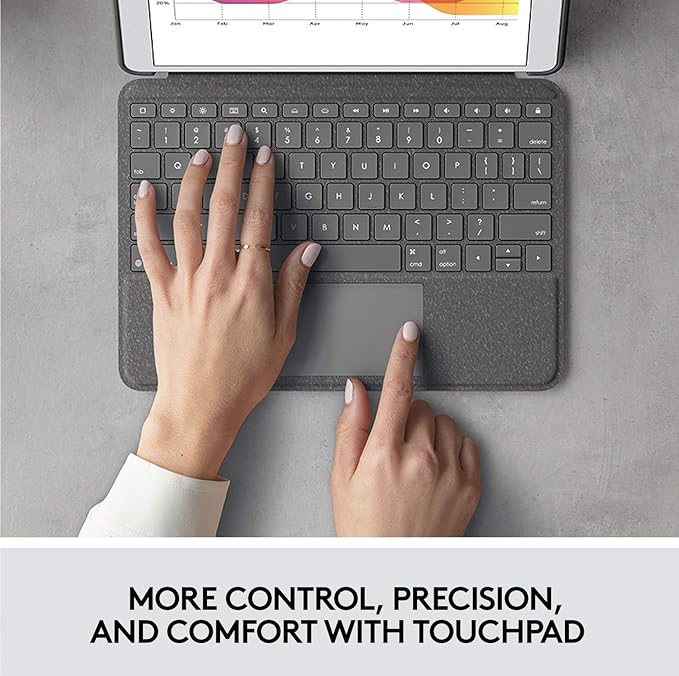 Logitech Combo Touch for iPad (7th, 8th and 9th Generation) Keyboard case with trackpad, Wireless Keyboard, Smart Connector Technology - Graphite