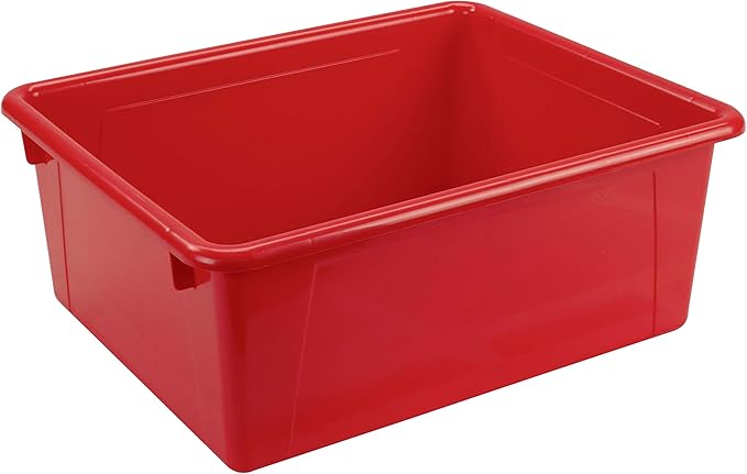 Storex Letter Size Deep Storage Tray – Organizer Bin for Classroom, Office and Home, Red, 5-Pack (62525U05C)