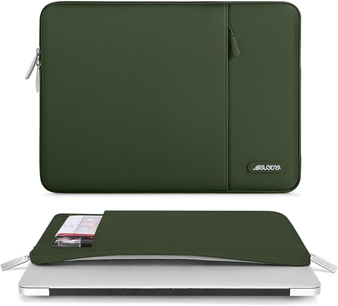 MOSISO Laptop Case 14 inch, 14 inch Laptop Sleeve Compatible with HP Lenovo Dell ASUS Acer, HP Stream, Dell Latitude, Lenovo IdeaPad, Polyester Vertical Computer Sleeve Bag with Pocket, Army Green