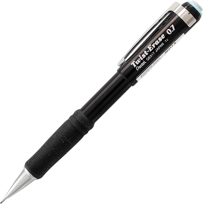 Pentel Twist-Erase III Mechanical Pencil, (0.9mm), Bold Line, Black Barrel, Pack of 4 (QE519BP4A)