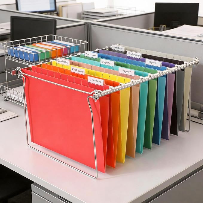 SUNEE Hanging File Folders, 50 Pack Letter Size Hanging File Folders with 1/5-cut Tabs, Stay Organized for Your Home and Office Bulk File, Documents and Paper,10 Assorted Colors
