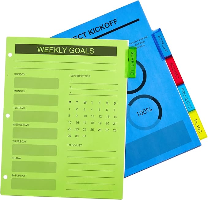 Avery Dividers for 3 Ring Binders, 5-Tab Plastic Binder Dividers, Insertable Big Tabs, Multicolor, 1 Set (11900)