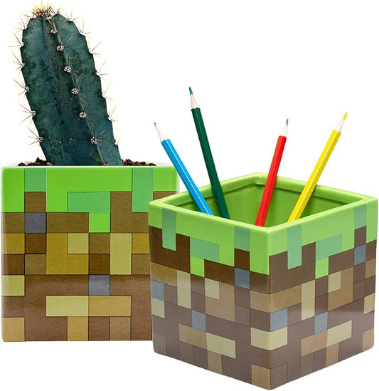 Paladone Minecraft Glass Block Ceramic Planter or Pen Holder | Minecraft