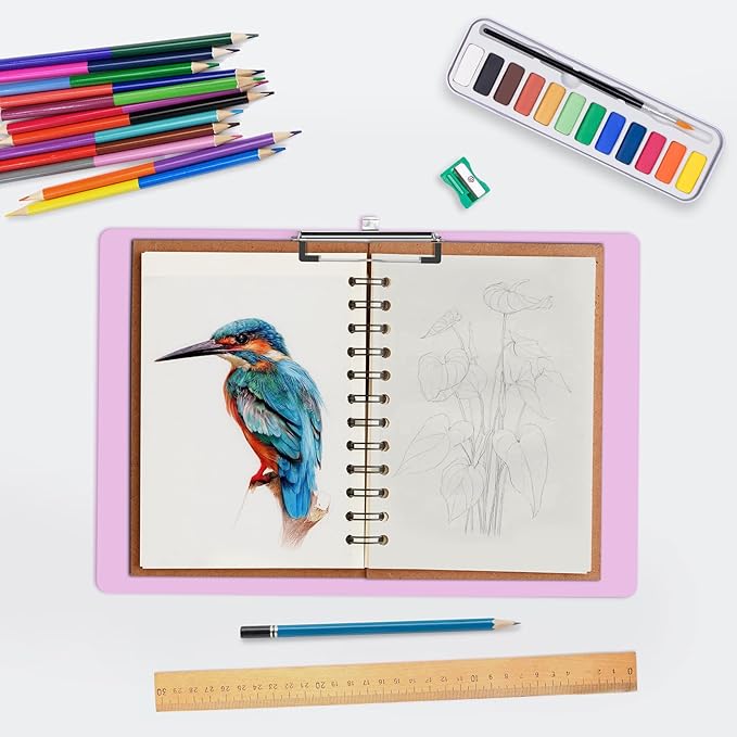 Extra Large 11x17 Clipboards, Plastic Pink Drawing Boards, Horizontal Clip Board, Landscape Layout. Suitable for Watercolor, Sketching, Painting. Art & Drafting Supply(Pack of 6)
