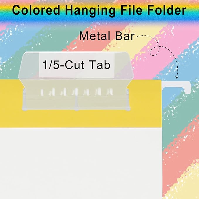 Colored File Folders,6 Pack Yellow Letter Size Hanging File Folders with 1/5-Cut Tabs,Ideal for Home and Office Organization and Papers Classification