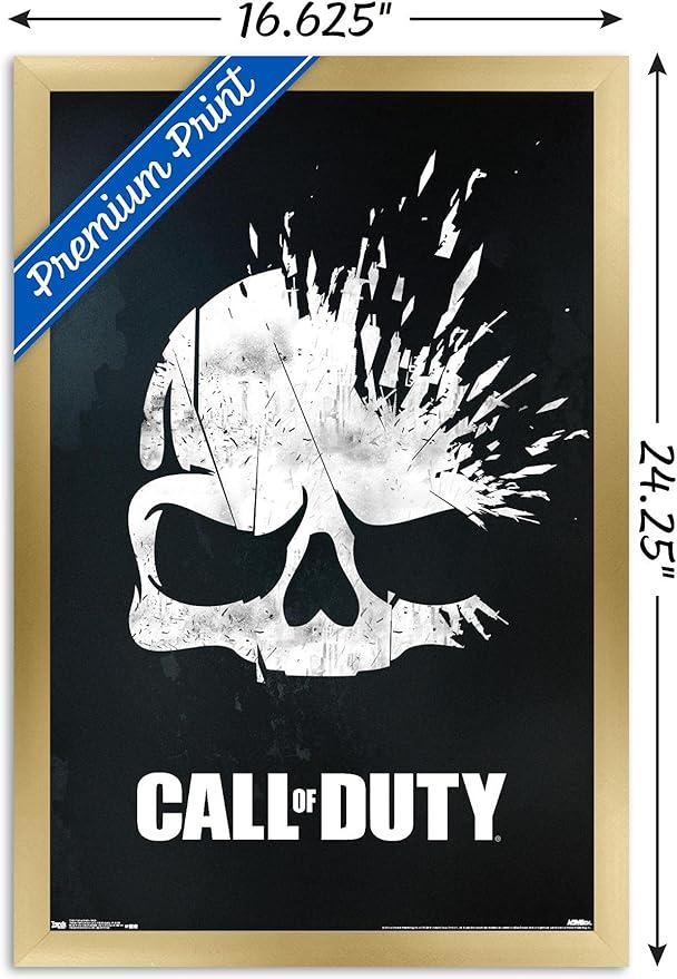 Trends International Call of Duty - Skull Wall Poster, 14.725" x 22.375", Gold Framed Version