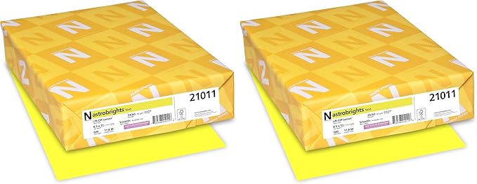 Bright Color Paper, Neenah Astrobrights®, Letter Paper Size, 24 Lb, FSC Certified®, Lift-Off Lemon, Ream Of 500 Sheets (Pack of 2)