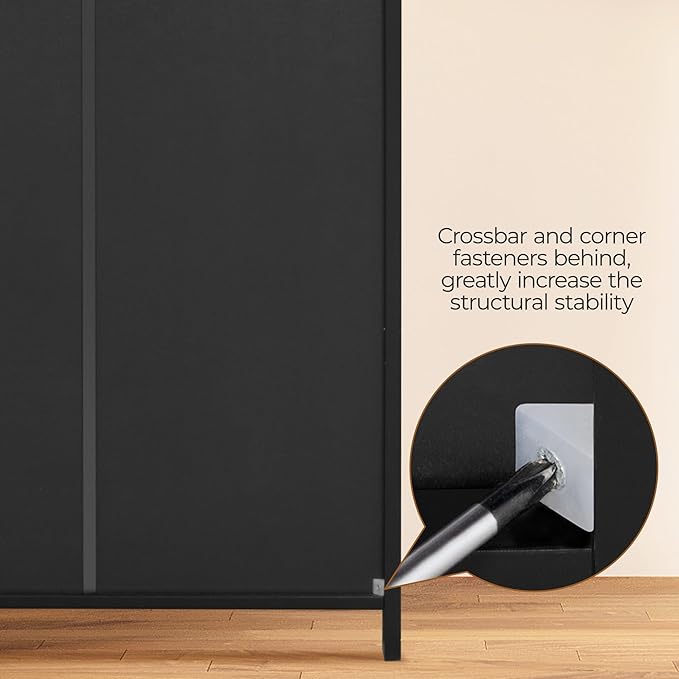 Yaheetech Bathroom Floor Cabinet, Modern Storage Freestanding Organizer Cabinet with Adjustable Shelves & Double Doors, 3-Tier Home Living Room Furniture, Black