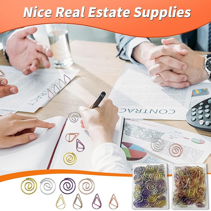 Hesena 320 Pcs Cute Paper Clips Set, 160 Pcs Round & 160 Pcs Teardrop Shape Paper Clipss, for Office and Home (Circular+Droplet)