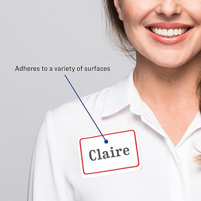 Avery Flexible Printable Name Tags, 2-1/3" x 3-3/8", White with Red Border, 400 Removable Name Badges (05095)