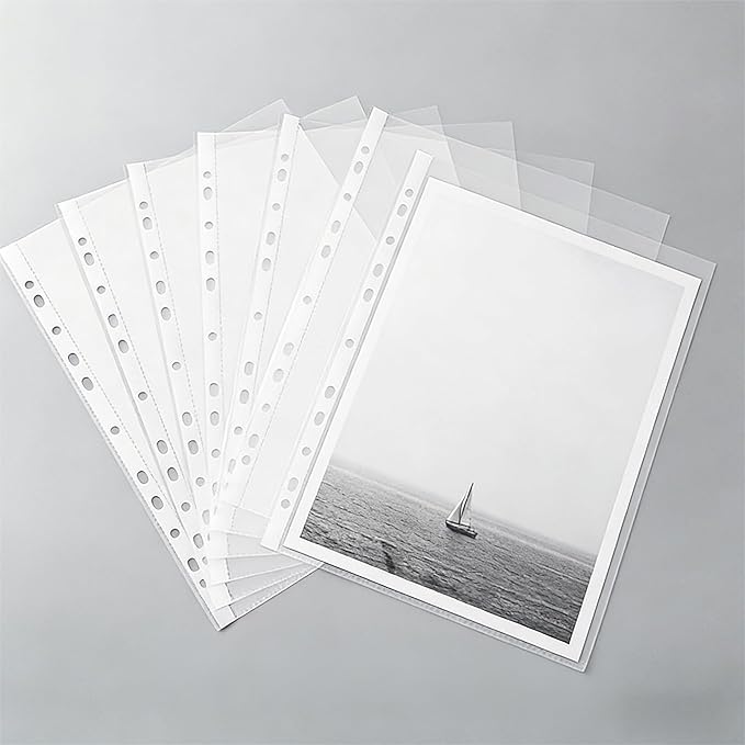 100 Pack 11-Hole 9-Pocket Binder Sleeves, Top-Loading Card Protectors, Waterproof & Dustproof, Thick Clear Material, Fits Most 3-Ring Binders, High Transparency for Trading Cards/Photos