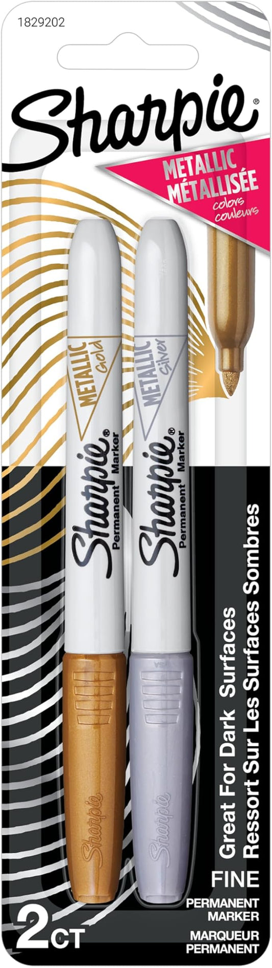 Sharpie Metallic Fine Point Permanent Marker, Assorted Colors, 2-Pack - 1829202