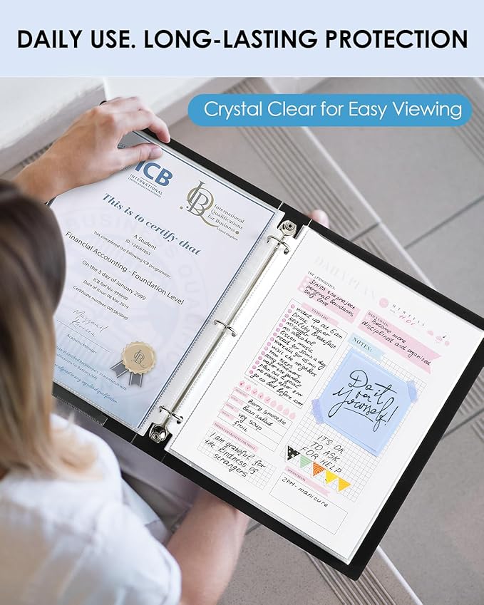 KTRIO Sheet Protectors 8.5 x 11 Inch, Clear Top Loading Page Protectors for 3 Ring Binder, Polypropylene Plastic Sleeves, Letter Size Document Protectors, Office & Home, 50 Pack