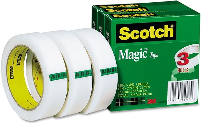 Scotch 810723PK Magic Tape Refill, 1-Inch x 2592-Inch, 3-Inch Core, 3/Pack