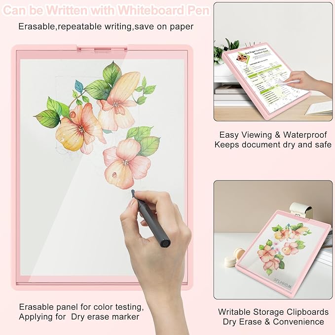 SFLHHDM Clipboard with Storage,Heavy Duty Clip Boards 8.5x11 with 2 Storage Case,Clear Visible Panel Storage Clipboards,Side Opening Nursing Clipboard Folder for Office Supplies-Soft Pink