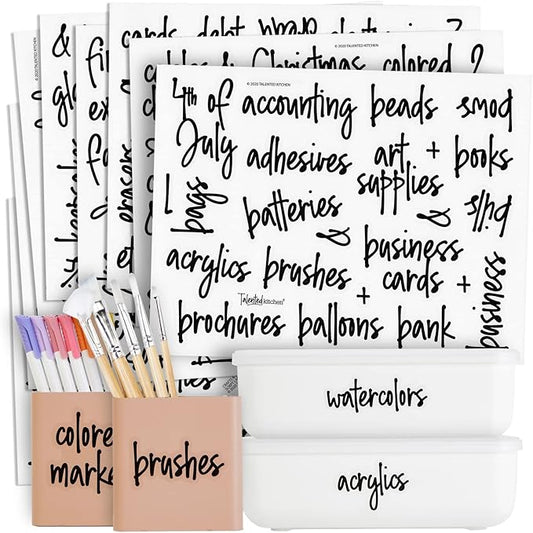 Talented Kitchen Office & Craft Stickers - 212 Pack, Black Water-Resistant Vinyl - Home & Office Organization - Classroom & School Supplies
