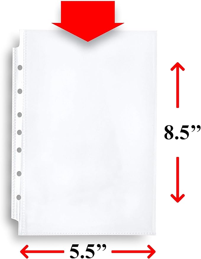 RUBEX Mini Heavyweight Sheet Protectors - 100 Sheets | Top Loading, Reinforced 7-Hole 5.5 x 8.5 Inch | Mini Ring Binders for Page Protectors, Acid-Free, Archival Safe for Documents and Photos