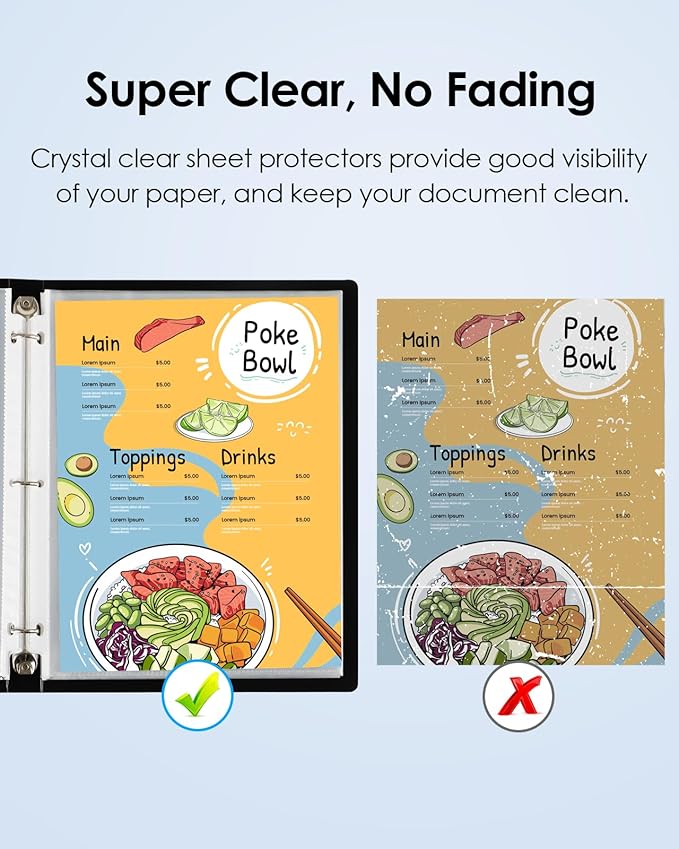 KTRIO Sheet Protectors for 3 Ring Binder 600 Pack, Clear Page Protectors 8.5 x 11, Plastic Binder Sleeves for Paper, Top Loading, Office Home School