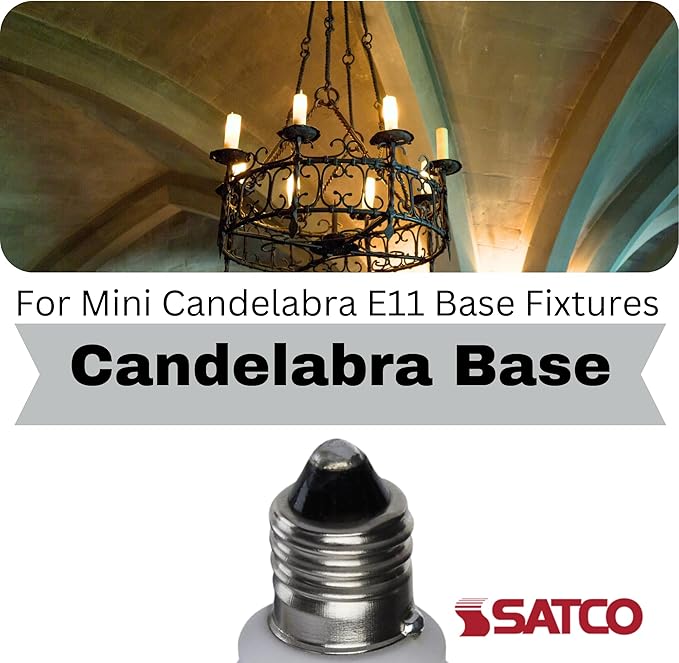 Satco 5W T6 LED Mini Candelabra Bulb, Clear Finish, 5000K Natural Light, 120 Volt, Residential Commercial, Indoor Enclosed Fixtures, Damp Locations, Chandeliers, Pendants, Accent Lighting