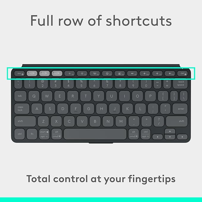 Logitech Keys-to-GO 2 Portable Bluetooth Tablet Keyboard with Built-in Cover, Slim & Compact Wireless Keyboard for Windows, Android, Linux, iPad, iPhone, Mac, Apple TV - Graphite