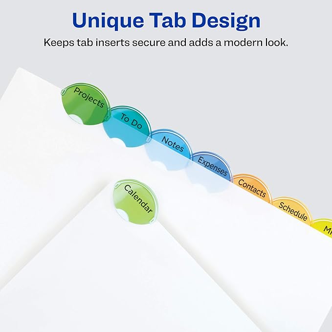Avery Insertable Style Edge Plastic Dividers for 3 Ring Binders, 8-Tab Set, Multicolor, 1 Set (11201) (Pack of 3)