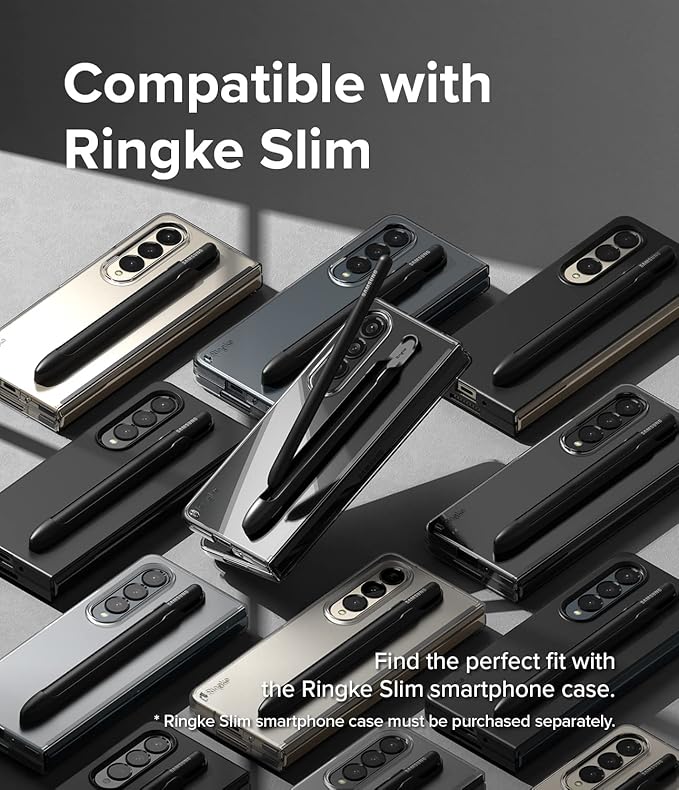 Ringke Slim Case Compatible with Samsung Galaxy S Pen (Fold Edition), Adhesive Premium Hard PC, S Pen Fold Edition Holder Designed for Samsung Galaxy Z Fold 4 (Not for 5) - Black
