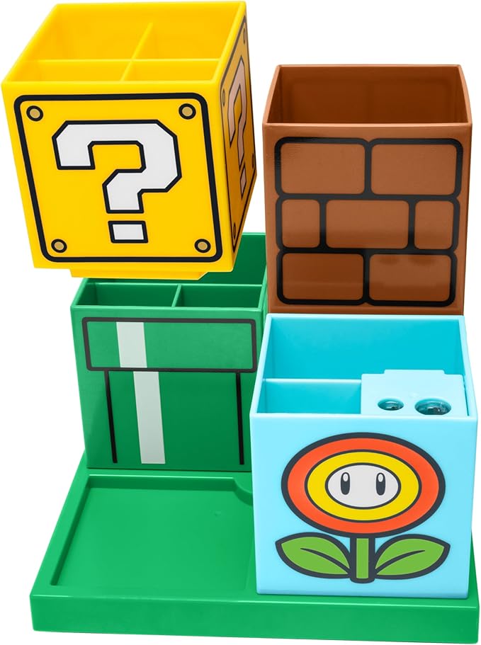 Paladone Super Mario Desktop Organizer - Modular Stationery Holder for Pen and Pencil Storage