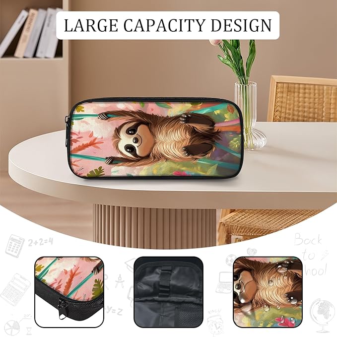 Cute Sloth Backpack Set 3 Piece School Bags and Lunch Box with Pencil Case Sloth Animal Bookbag Set for Toddler Kids Girls Boys Teens Kindergarten Elementary Middle