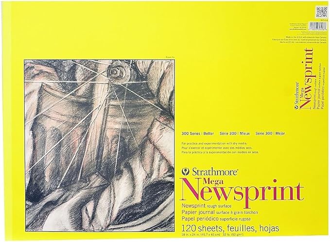 Strathmore 300 Series Newsprint Paper Pads Rough 120 Sheets 18 in. X 24 in. (307-418-1)