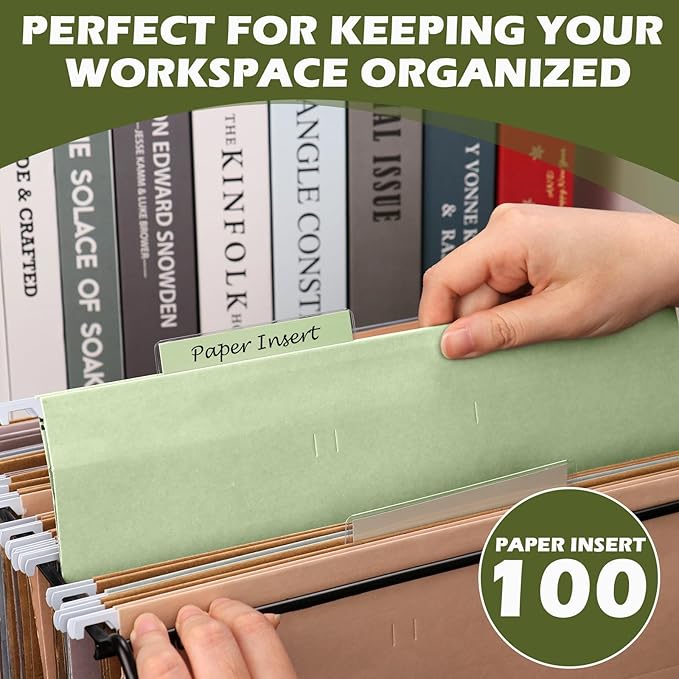 100 Pcs Hanging File Folder Tab Inserts 3.5 Inch Colored Blank File Tab Hanging File Folders Labels Paper Inserts Thick 300Gsm Cardstock for 3.5 Inch Hanging Folder Tab