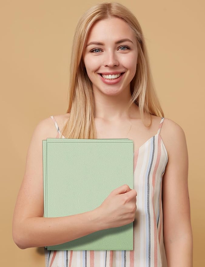 SUNEE Folders with Pockets (25 Pack, Grayish Green), 2 Pocket Folders Fit Letter Size, Paper File Folder for School Office Home Business, Textured Paper