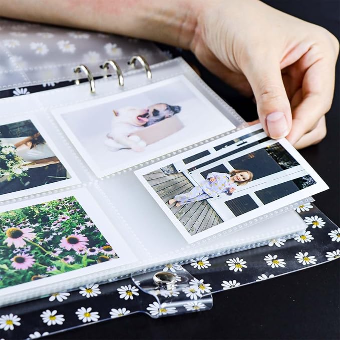 A5 Photocard Sleeves 20pcs Frosted Sheet Protectors 2.5'' x 3.7'' 4 Pocket Picture Card Insets PP Photo Album Refill Pages for 6 Ring Binder (Frosted, A5-4Pocket)