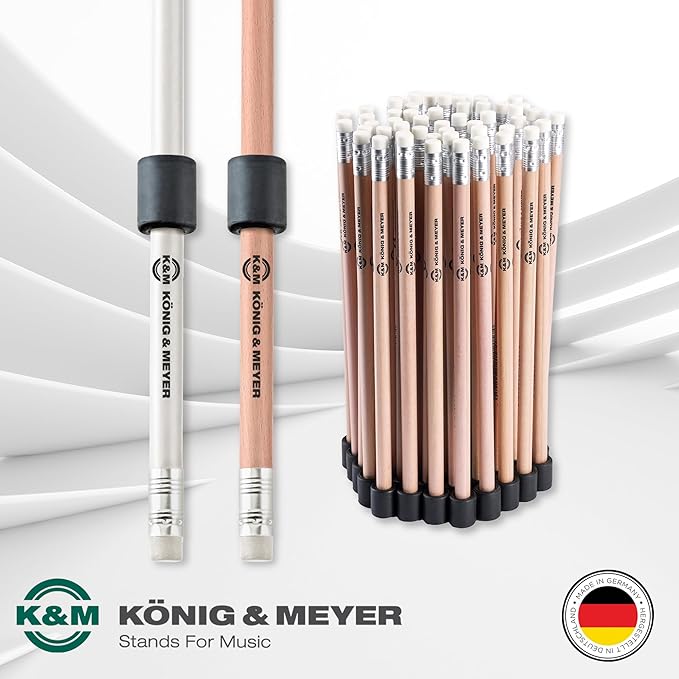 K&M Konig & Meyer - Magnetic Pencil/Pen Holder with Natural Colored Pencil - Magnetic Holder with Strong Adhesive Great for Music and Orchestra Stands - 0.01kg