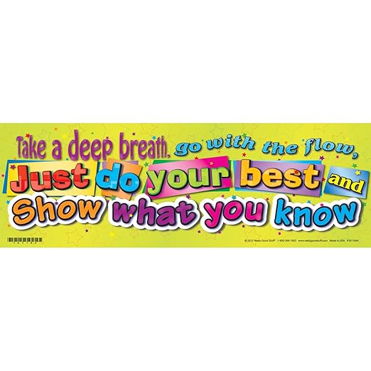 Really Good Stuff 12PK Desktop Helper Cardstock Testing Inserts with Words of Encouragement