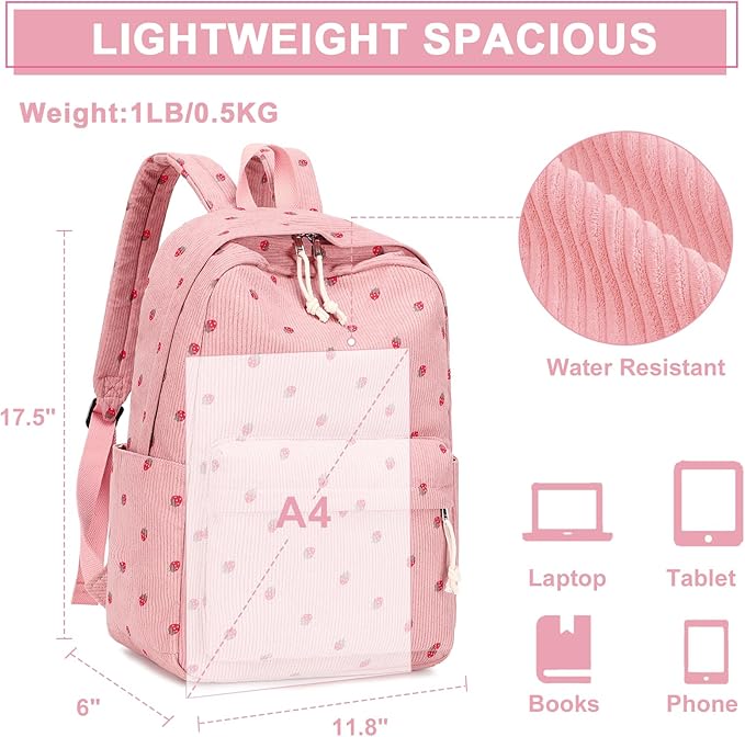 Bluboon School Backpack Set Girls Womens Laptop Bookbag Casual Daypack Fits 15 inch Laptop with Lunch Tote Bag and Pencil Bag