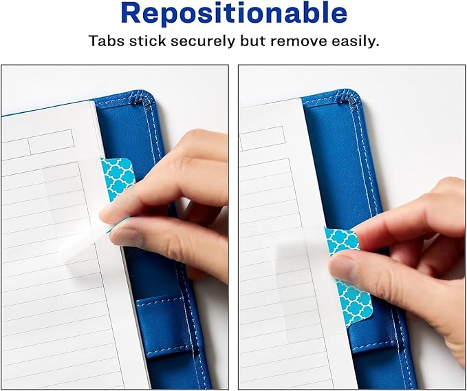 Avery 74774 Ultra Tabs Repositionable Tabs, 2 x 1 1/2, Patterns: Blue, Green, Pink, 24/Pack