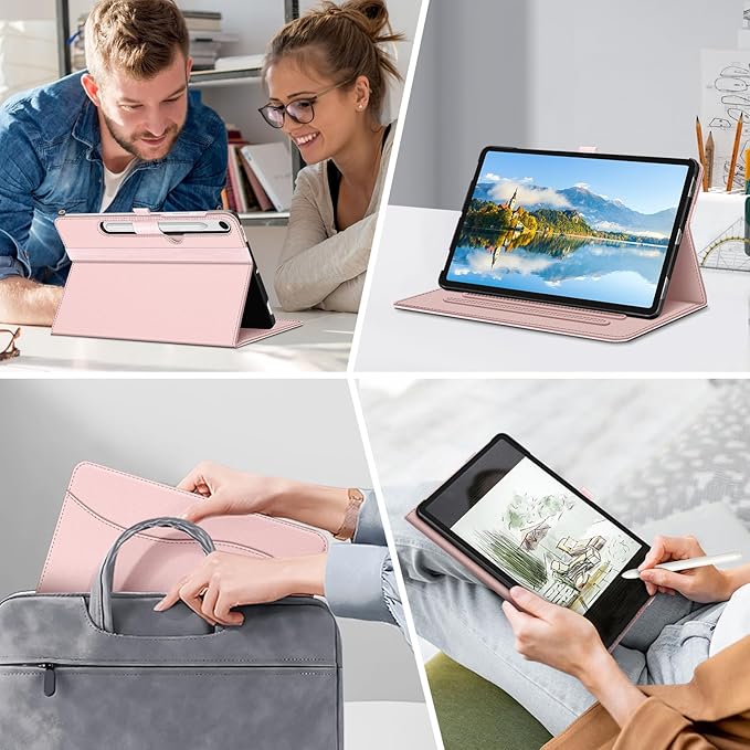 Fintie Case for Samsung Galaxy Tab S10 Lite/ S10 FE/ S9 FE 5G 10.9 Inch/Tab S9 11 Inch with S Pen Holder, Multi-Angle Viewing Protective Cover with Pocket, Auto Sleep/Wake, Rose Gold