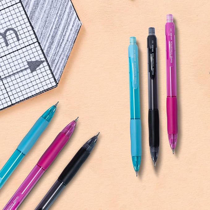 AIHAO Mechanical Pencils, 0.7mm, 12 pack with refillable Lead and Erasers, Assorted Barrel Colors, for School, Office Writing, Drawing, Sketching