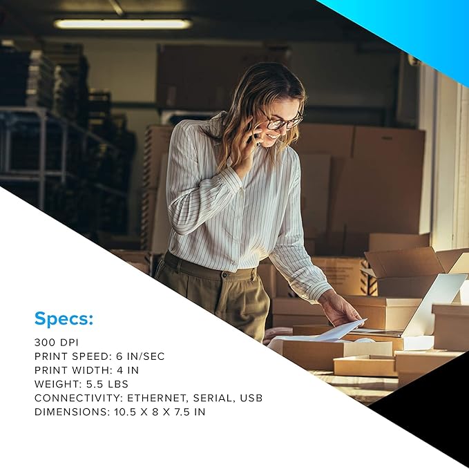 ZEBRA ZD620t 300 dpi Thermal Transfer Desktop Printer - Ethernet, Bluetooth, Serial, USB Connectivity - 6 IPS, Print Width 4 in, ZD620 Barcode Label Printer - ZD62043-T01F00EZ YKGAV (Renewed)