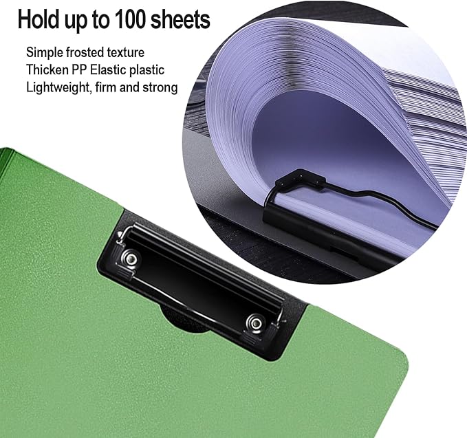 10 Pack Foldable Clipboards, A4 Clipboard Folder, Office Clipboard Folder with Double Clips Metal Clip, Storage Clipboards for Office, School or Medical Field(5 Colors)