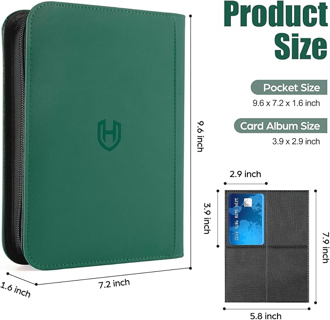 Card Binder 4 Pocket with Zipper, 288 Pockets Trading Card Holder Book, Premium PU Cover Zip Folder Binder, Side Loading Carrying Case Binder Album for TCG, MTG, Sports Cards, Game Cards